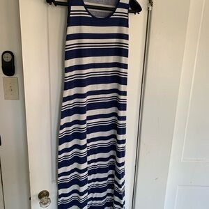 Blue and White Striped Maxi Dress
